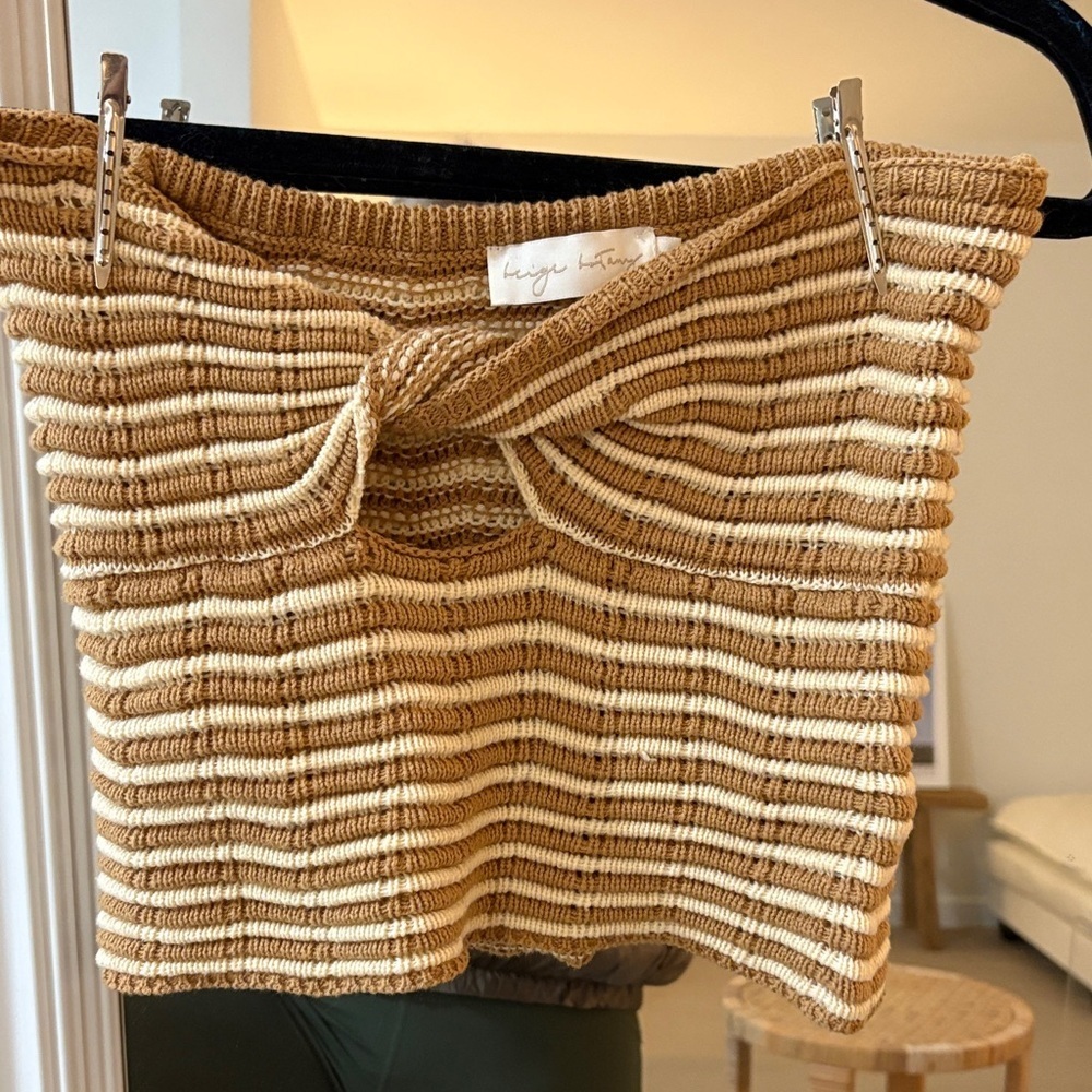 Striped Tan and Cream Crop Top
